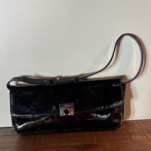 FURLA, Black Patent Leather Shoulder Bag - Picture 2 of 5